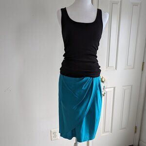 Vintage blue 100% silk wrap St. Gillian skirt- size S